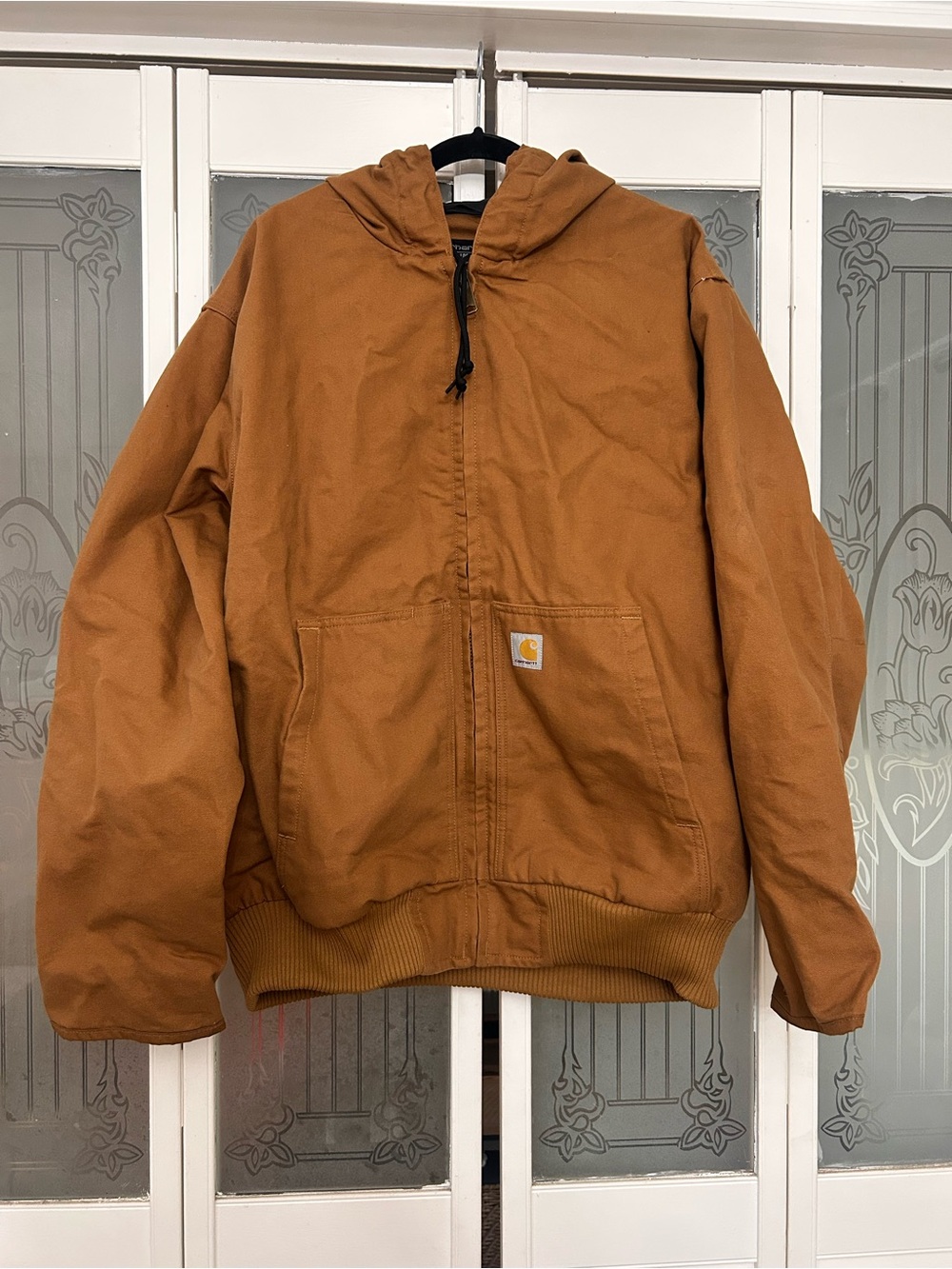 Carhartt Men's Brown Hooded Work Jacket loose fit men’s XL